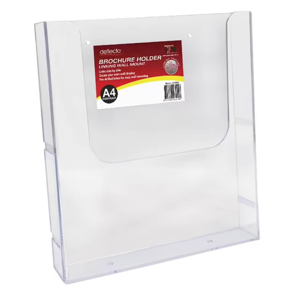 Deflecto Wall Mount Extra Capacity Brochure Holder A4 Plastic Constructed