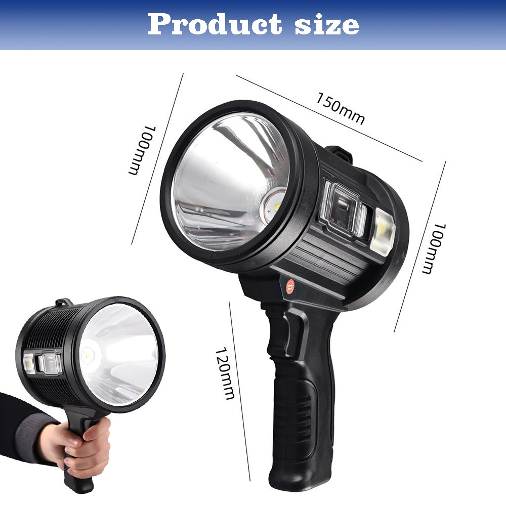 90000LM Bright Flashlight Searchlight LED USB Rechargeable Spotlight Handheld