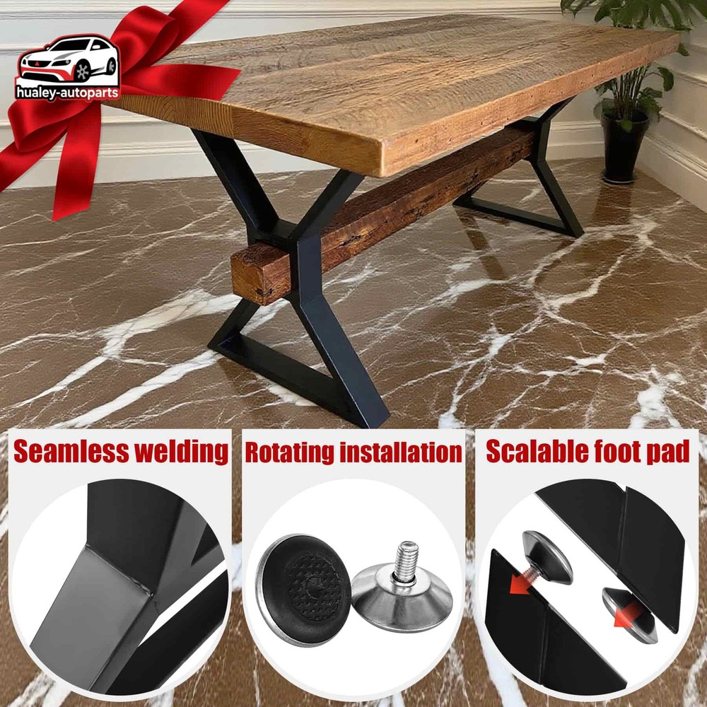 28''X-Shaped, 2PCs 440 Lbs Capacity, Black, Anti-Rust Iron, Baking Table Leg