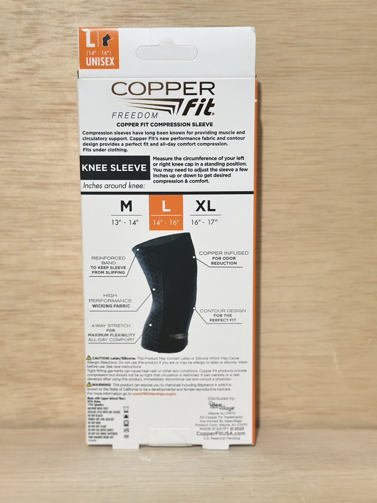 Copper Fit—Large Knee Compression Sleeve - Black