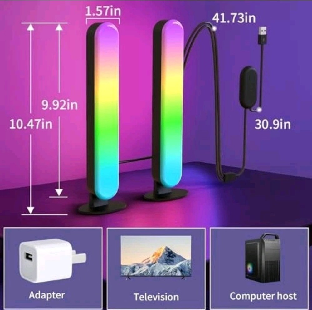 Smart Light Bars RGB-ICW Smart Led Lights with Music Sync Bluetooth USB Powered