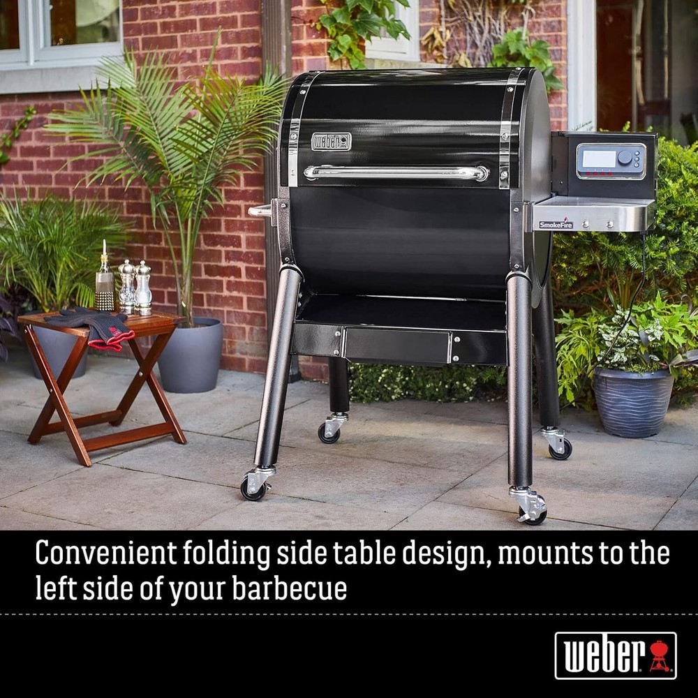 SmokeFire Folding Side Table Silver Built-in bottle opener