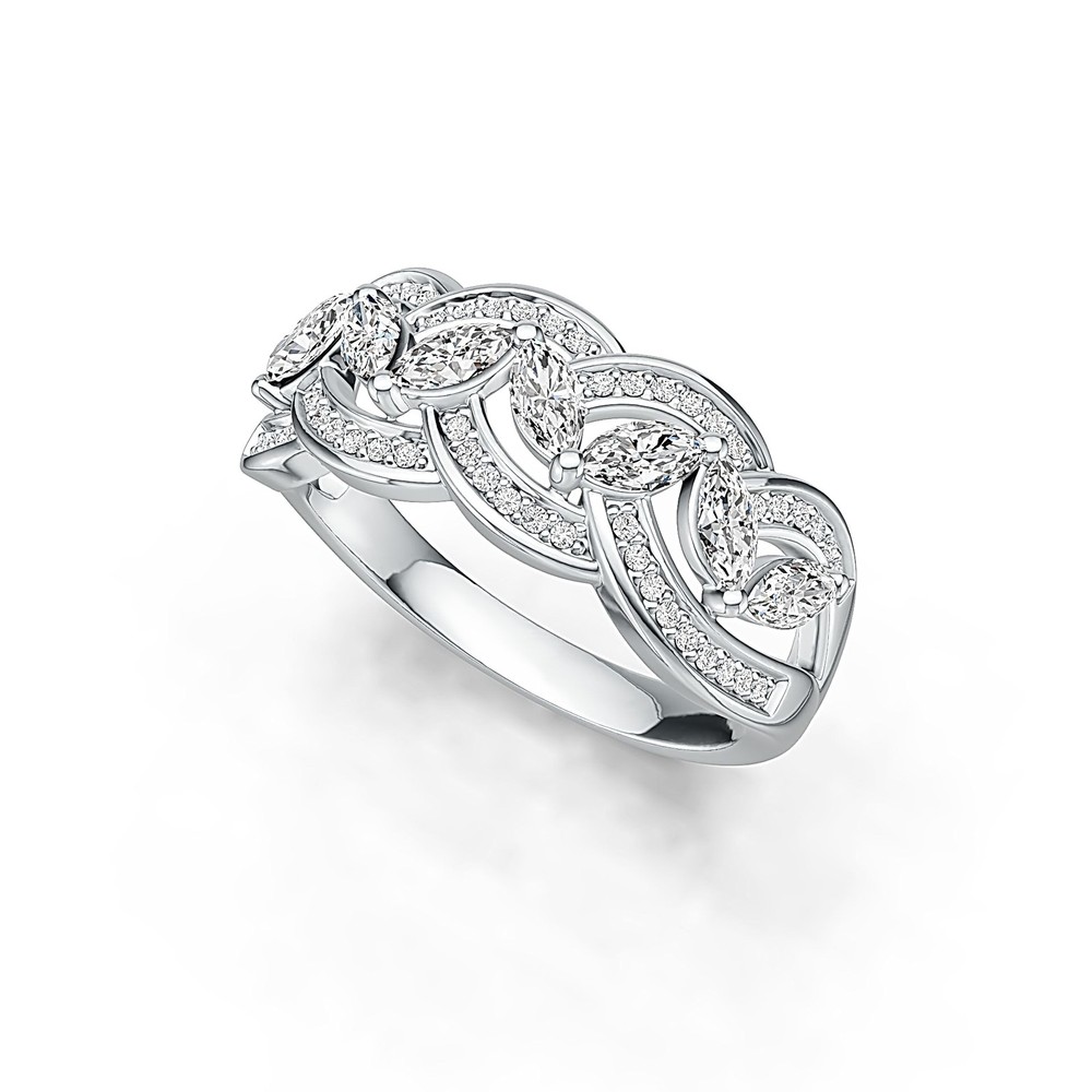 Sterling Silver Ring Braided Stackable Theme in White Topaz or Moissanite