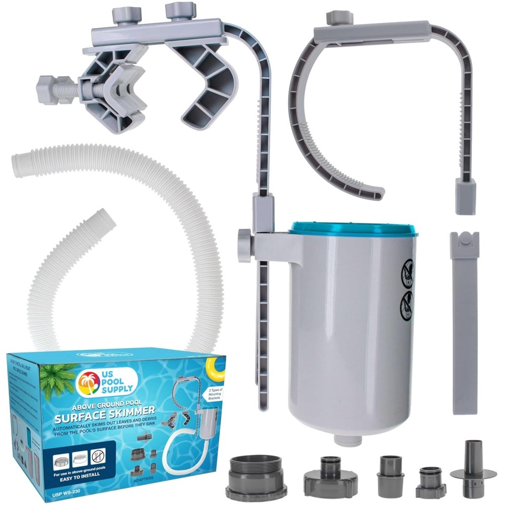 Efficient Floating Pool Skimmer - Includes 5 Adapters for Easy Installation