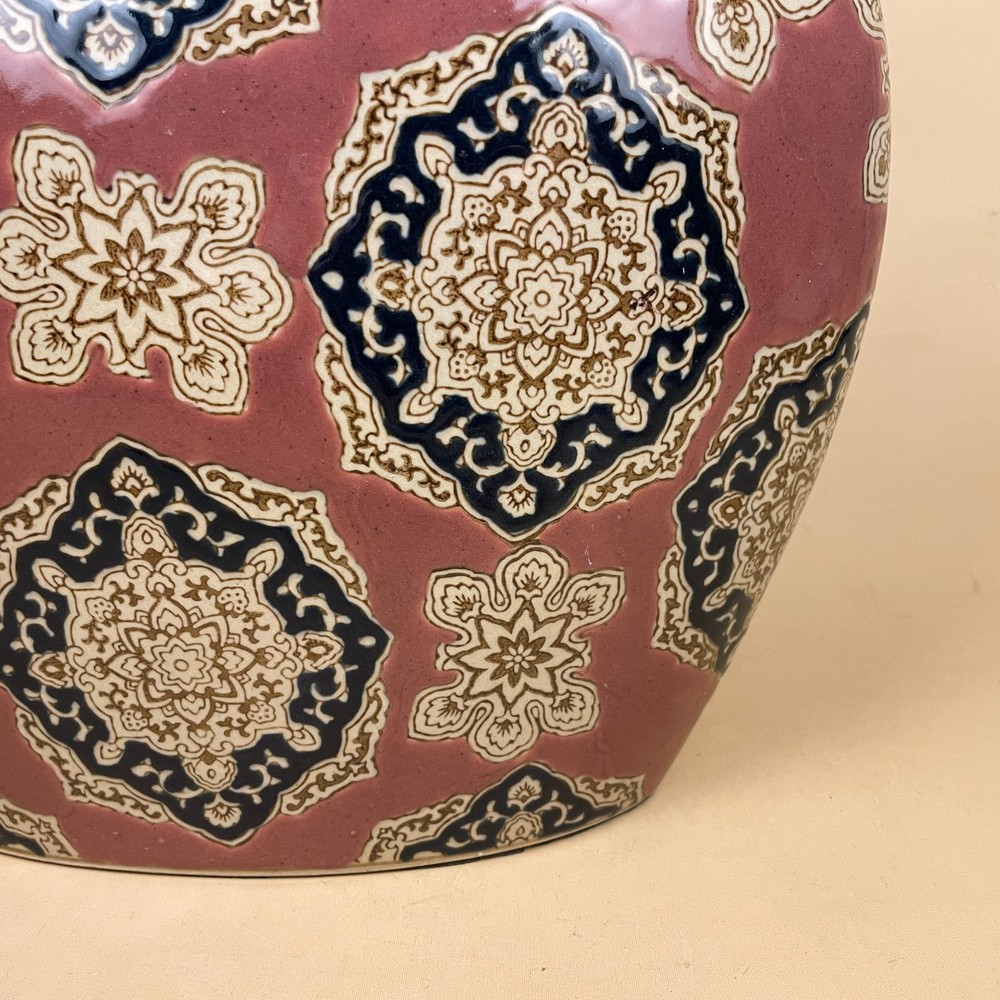 Hand Painted Ceramic Lamp Light Bedside Table Pattern Large Statement Patterned