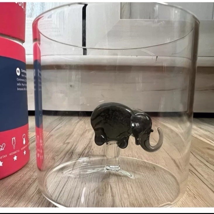Tiny Elephant Inside Drinking Glass - Monterey Line - 8.4 fl. oz.