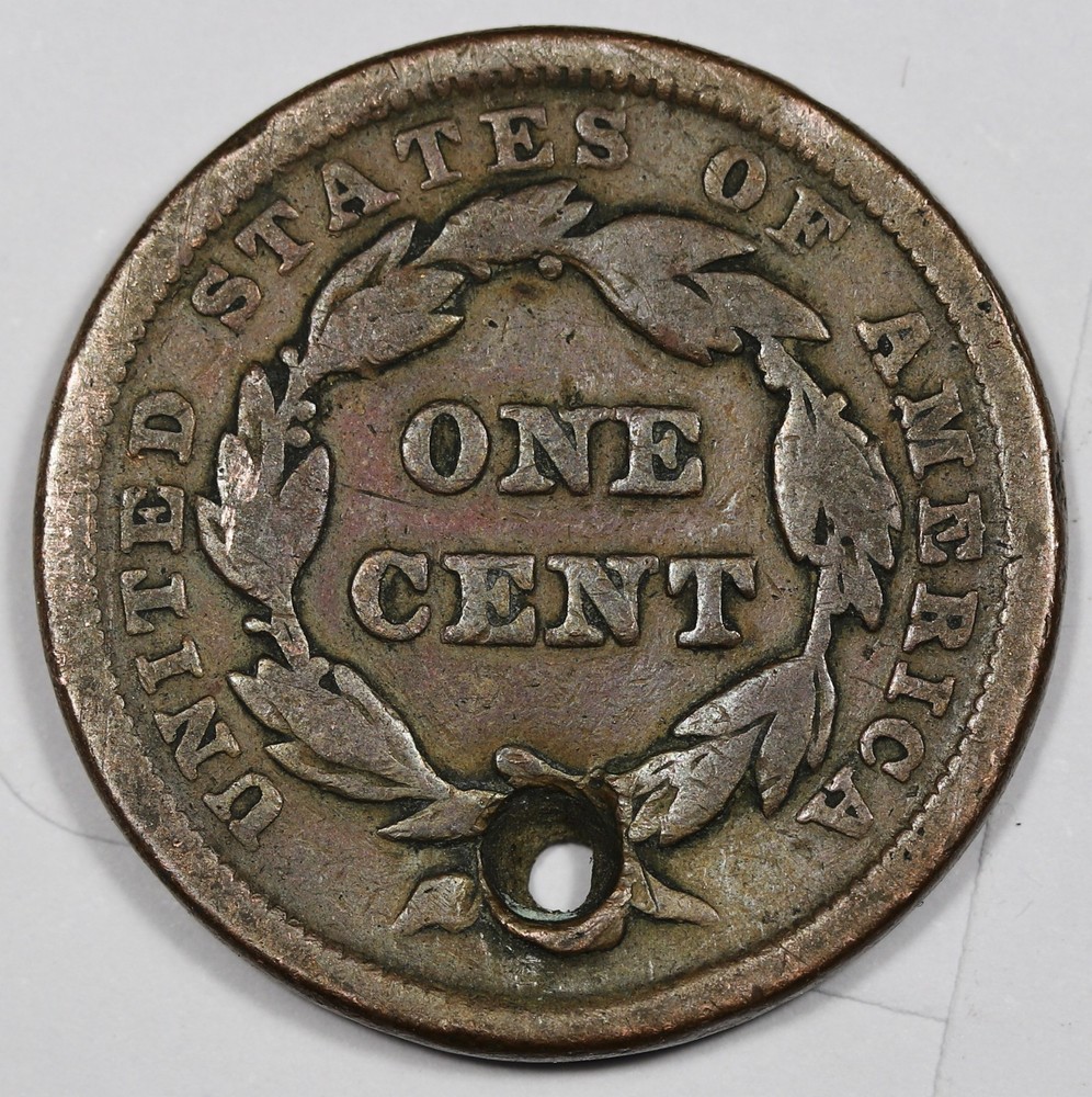 1842 Large Cent. Holed. 212588