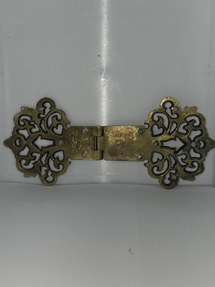 Antique Hinges Ornate Cast Solid Brass Large 6-1/2"