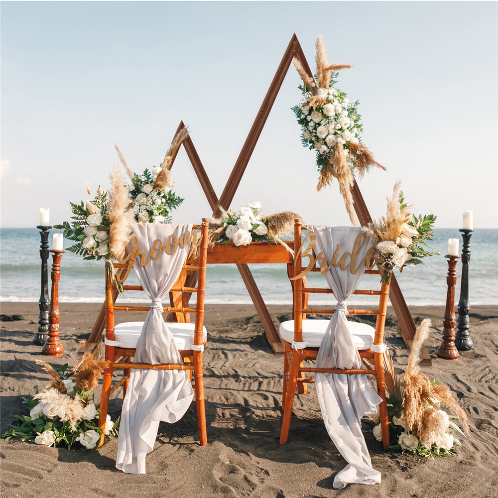 2 Pack Triangle Wooden Wedding Arch Oversized Ceremony Archway Backdrop Frame