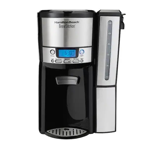 Brewstation 12- Cup Programmable Black Drip Coffee Maker with Removable Water Re