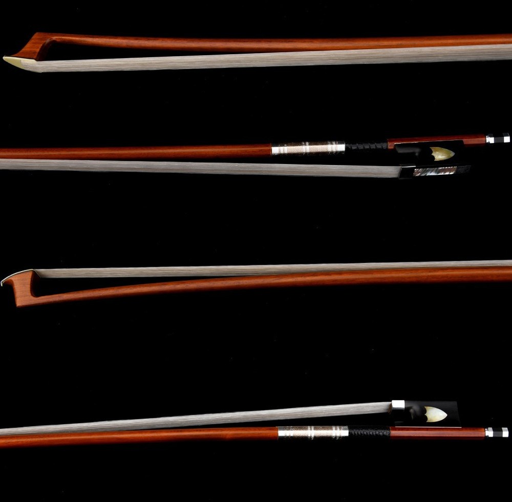 Master Pernambuco Violin Bow 4/4 D.PECCATTE Copy Ebony Shield Frog Silver Stiff