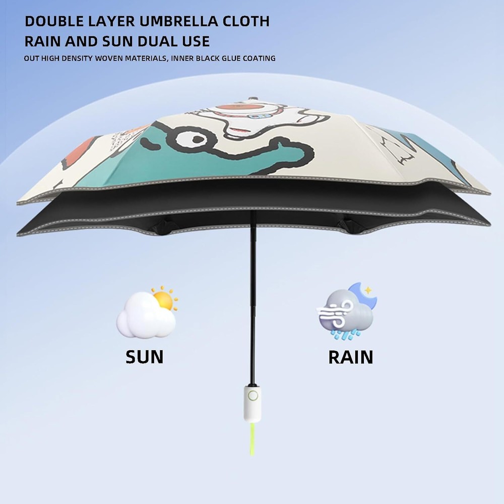 Rounded Corner Folding Umbrella Anti-UV Compact Durable Auto Planet