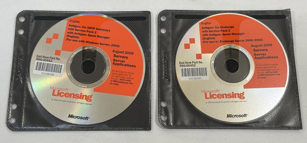 Microsoft Antigen for SMTP Gateways with Service Pack 2 Windows DVD Aug 2009