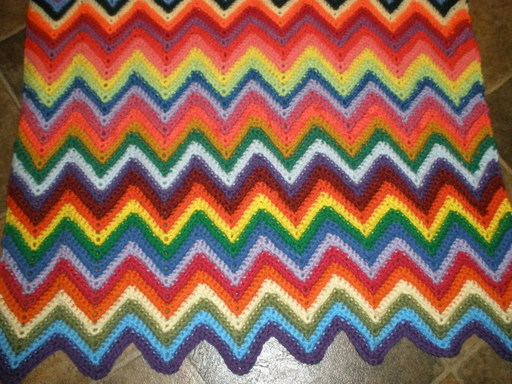 Handmade Lap Afghan Bright Colors 29" x 42"