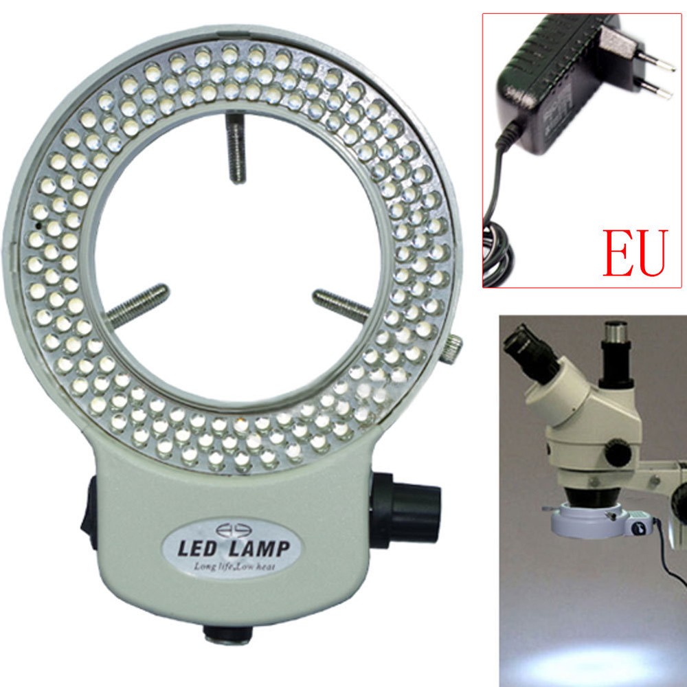 144 LED Adjustable Ring Light Illuminator for Stereo Microscope Part EU Plug