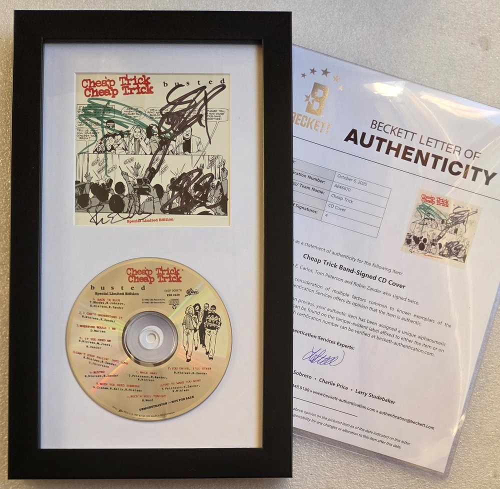 CHEAP TRICK AUTOGRAPHED CD DISPLAY BECKETT BAS LOA COA SIGNED BAND PRESENT GIFT