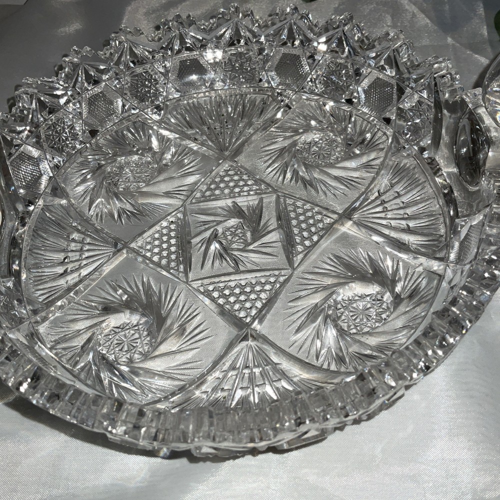 Vtg Heavy Candy Pickle Dish Two Handle Clear Glass