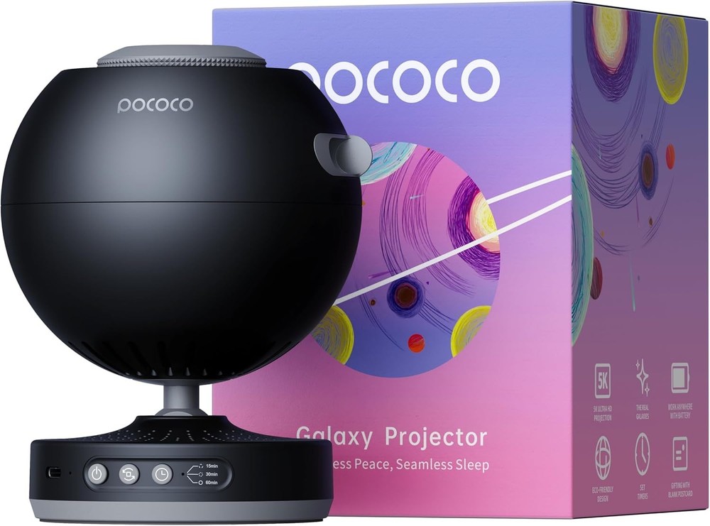 POCOCO Galaxy Star Projector for Bedroom with Replaceable Optical Film Discs