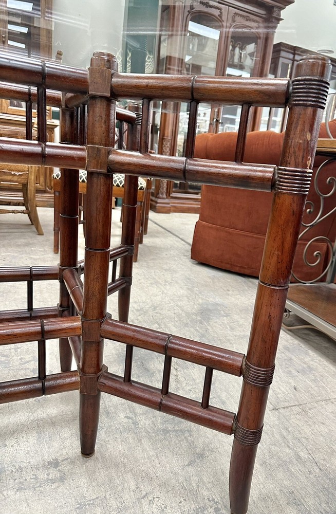 Bamboo Form Base Glass Top Dining Room Table