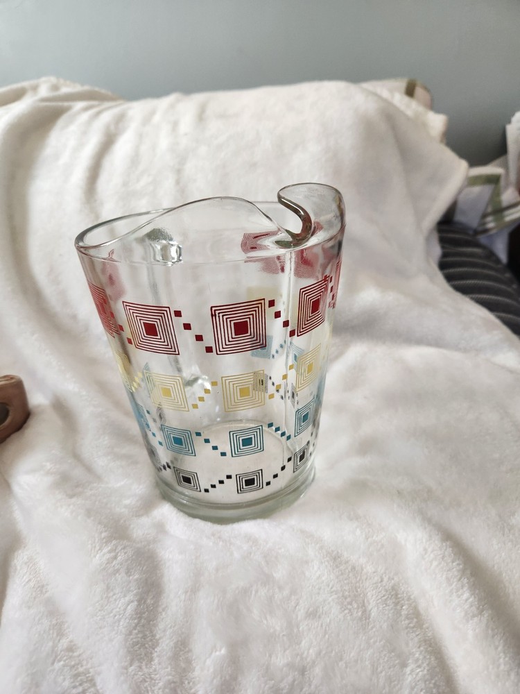 Vintage Mid Century Glass Pitcher EUC