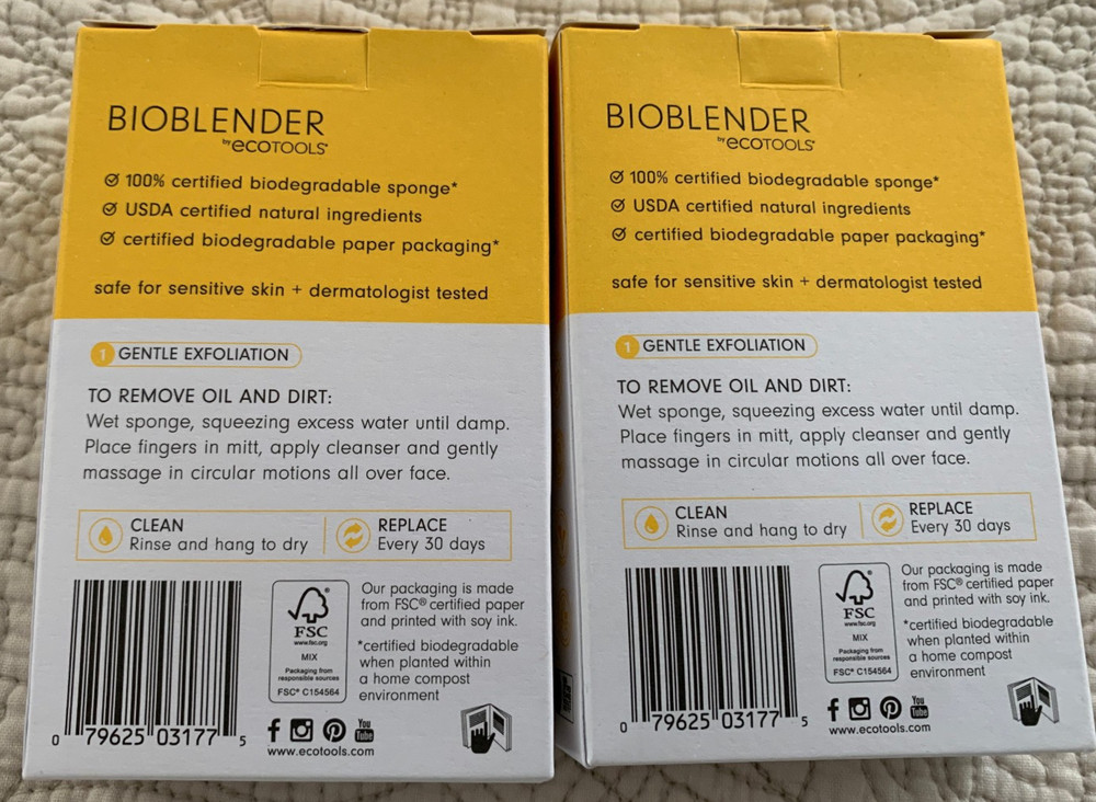 EcoTools BioBlender Cleansing Mitt, 2 Pack, 100% Biodegradable - FACE - NEW