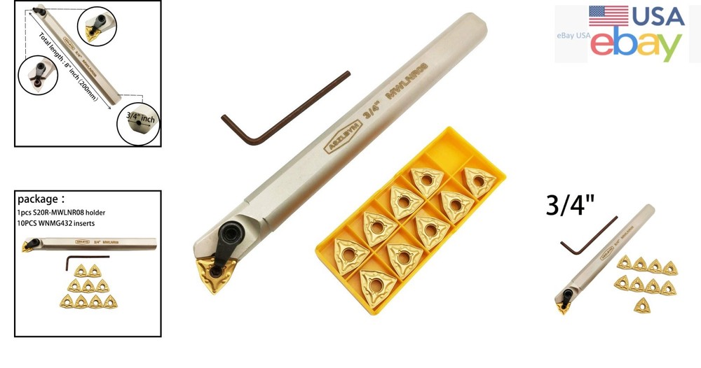 Precision Lathe Tool Holder Set with Indexable Inserts for Turning Applications