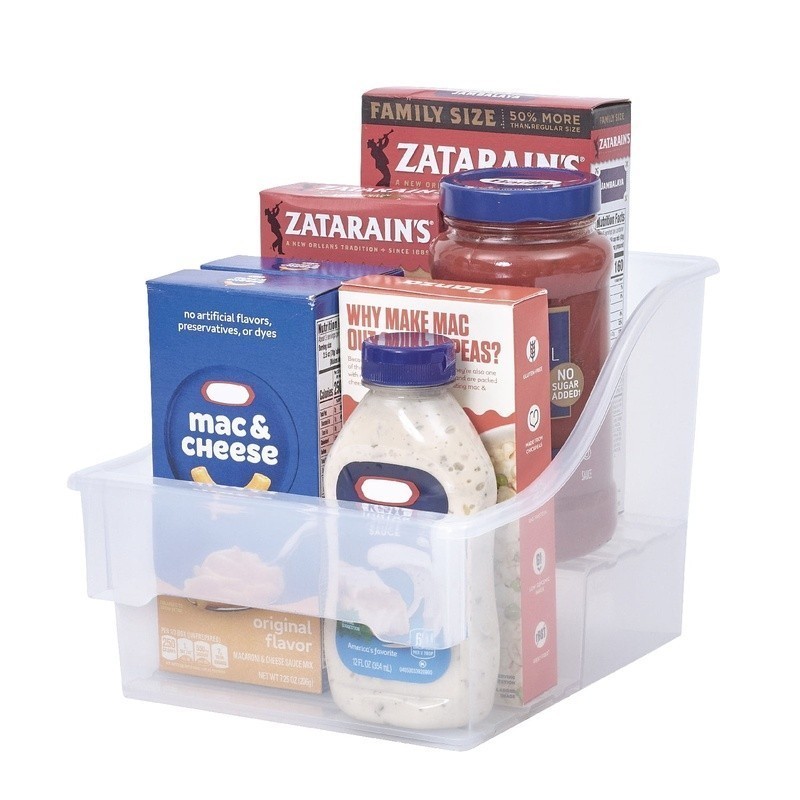 2 Pack Medium Clear Plastic Bins 2 Tier Stackable Kitchen Organizer Storage New