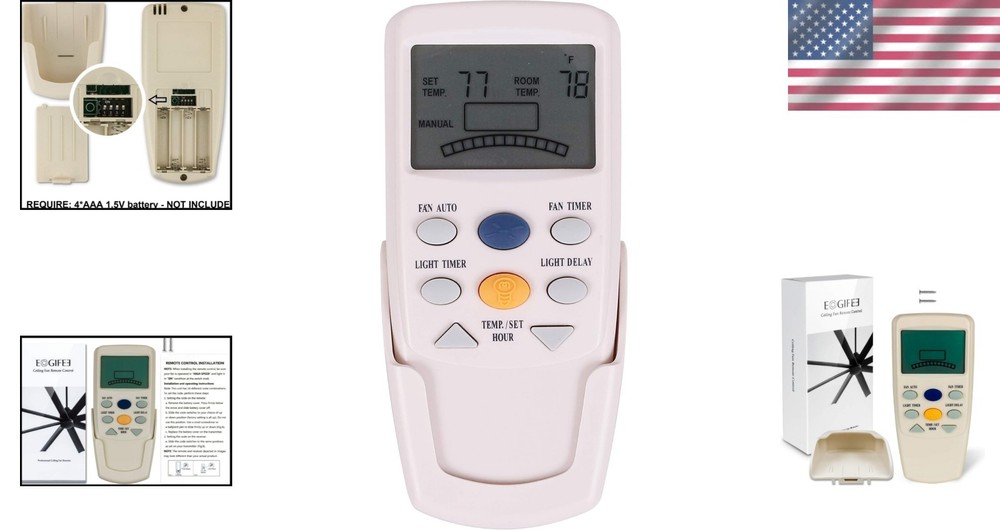 Ergonomic Ceiling Fan Remote Control Replacement for Hampton Bay - Timer Feature