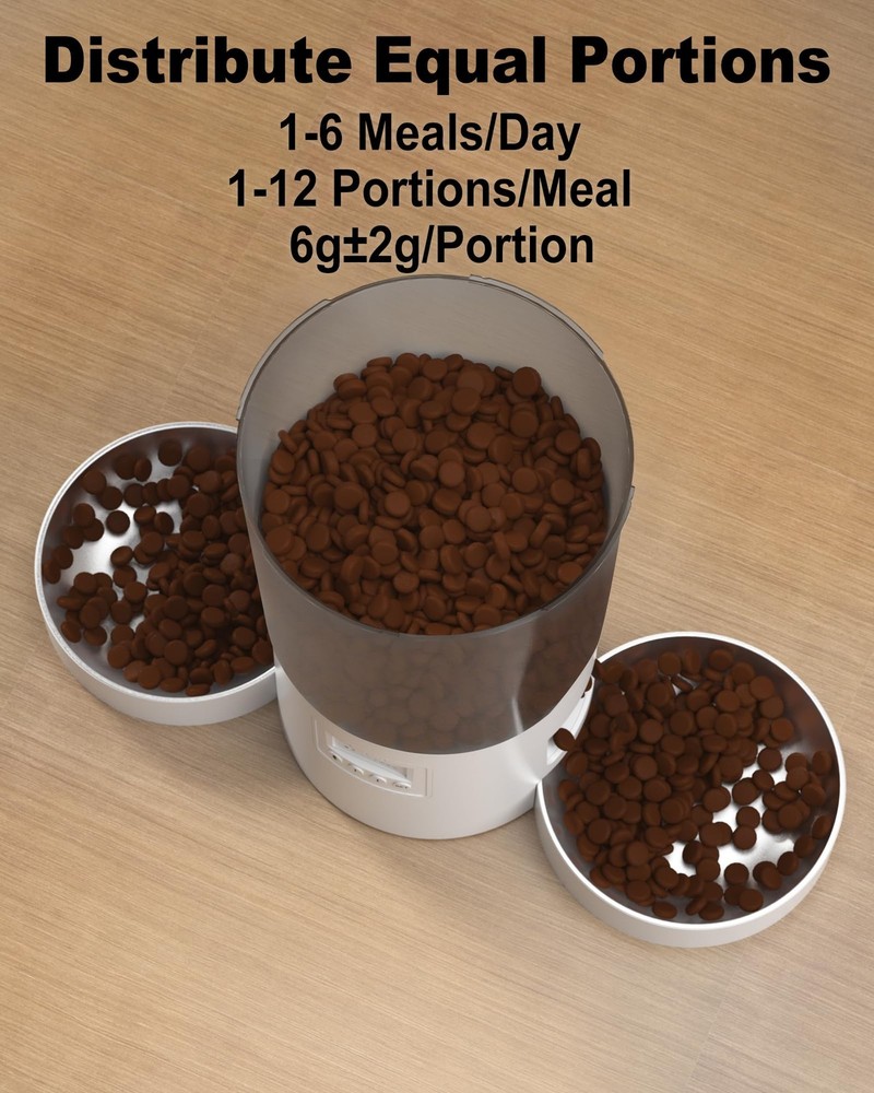 Automatic Cat Feeder 2 Cats 4.2L Dispenser Dual Power Programmable Portion Contr