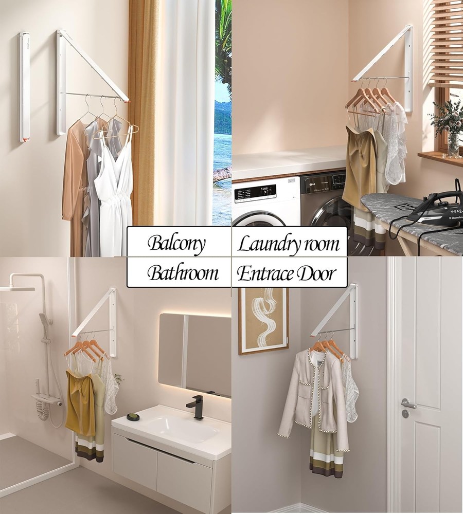 Dr.DJ Clothes Drying Rack Wall Mounted, Retractable & Foldable Clothes Hanger fo