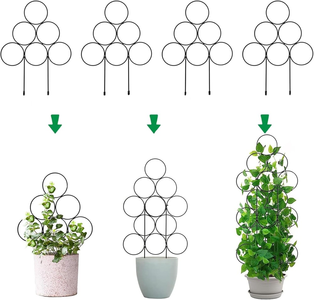 Trellis for Climbing Plants Indoor,4 Pack Stackable Garden 4 pack black
