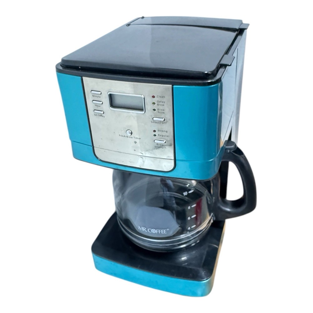 Mr. Coffee 12-Cup Programmable Coffee Maker Teal Blue Metallic Tested Works
