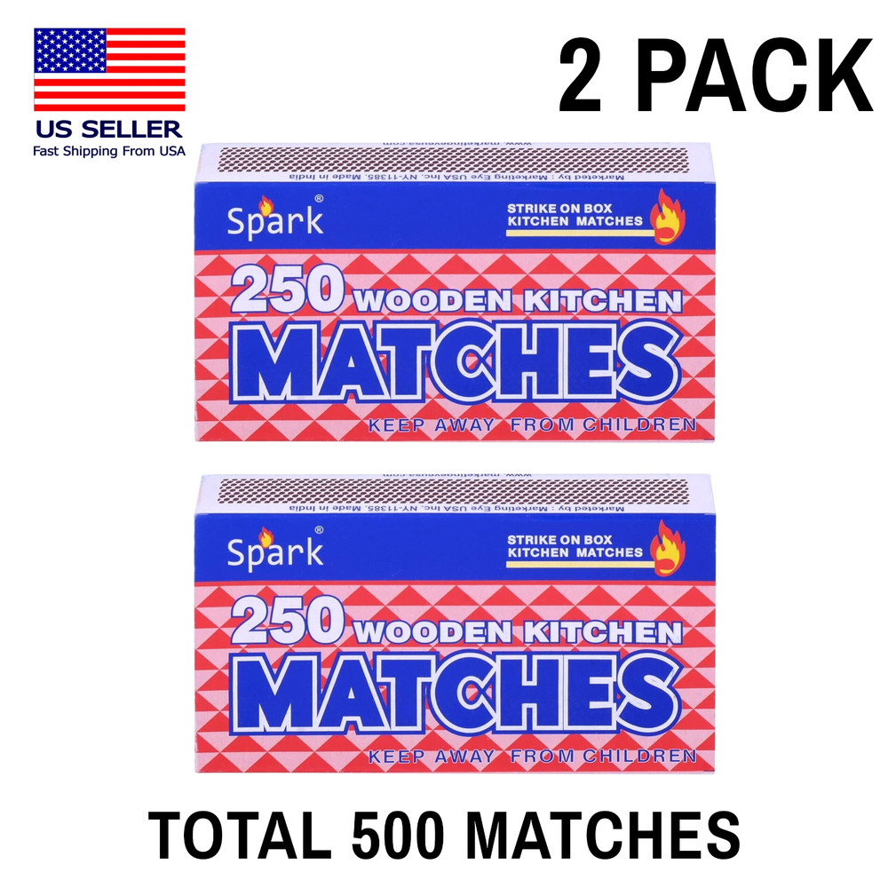 2 Pack Large Matches 500 Count Strike On Box Bulk Kitchen/Camping/Fire/Candle