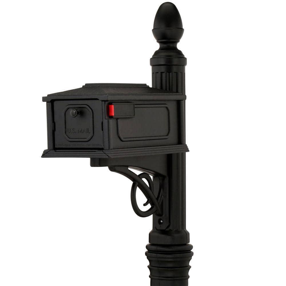 Mailbox Post Combo Stratford Black Medium Plastic All-In-One Mounting Hardware