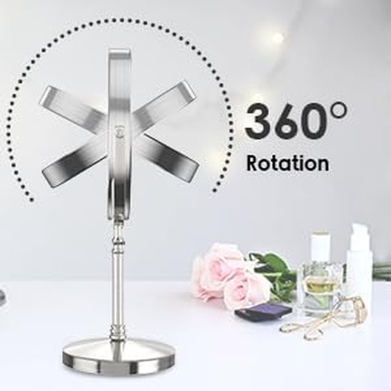 Makeup Mirror, 3000Mah Rechargeable Double-Sided Magnifying Vanity Mirror with 3