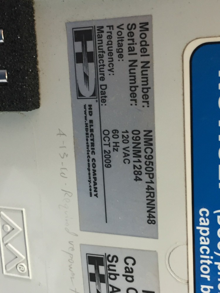 HD ELECTRIC VARCOM 950P CAPACITOR CONTROL