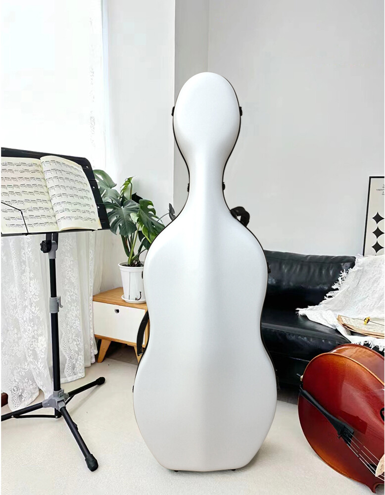 Cello Case 4/4 with Wheels and Embedded handle Hard shell Waterproof white
