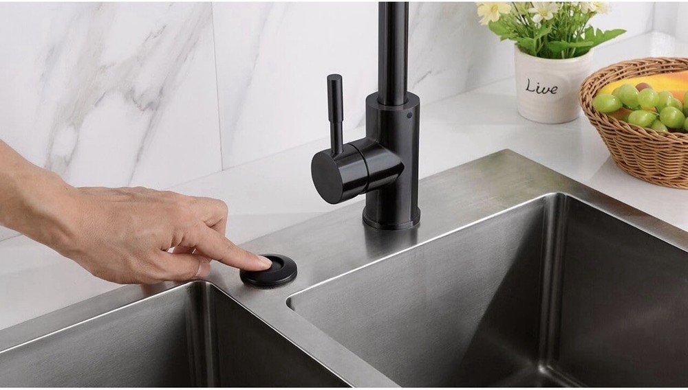 Sink Top Garbage Disposal Air Switch Kit Brass On/Off Switch Button Matte Black
