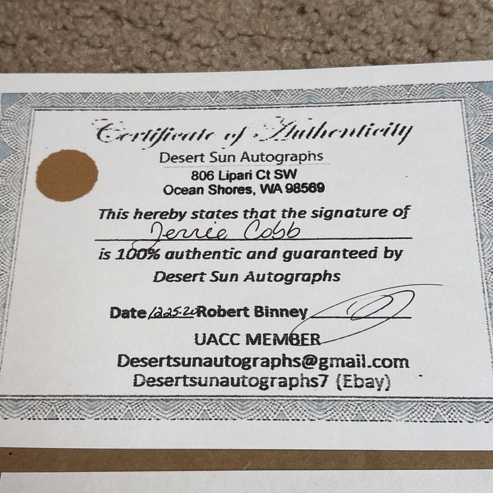 Jerrie Cobb Signed Index Card