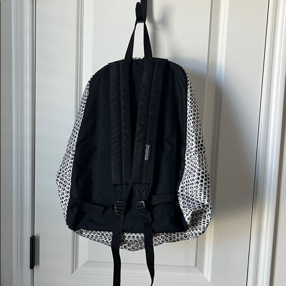 EUC Jansport Monochrome Textured Backpack - Black, Grey & White