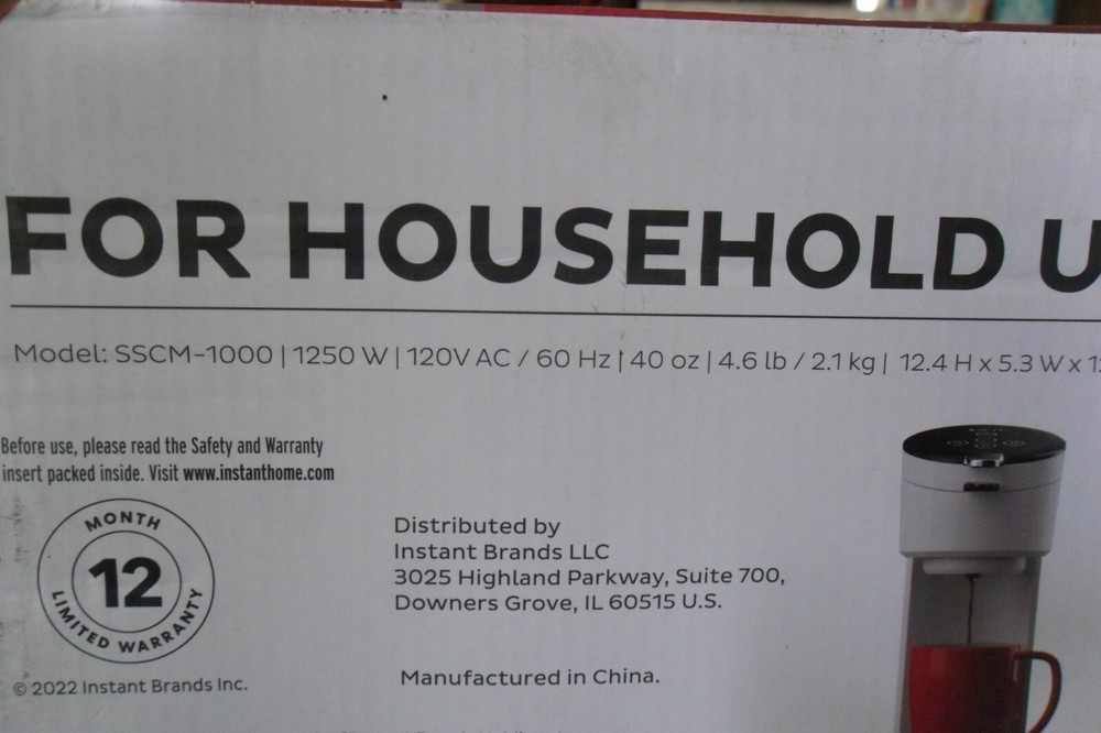 Instant Solo Coffee Maker K-cup or Ground, White