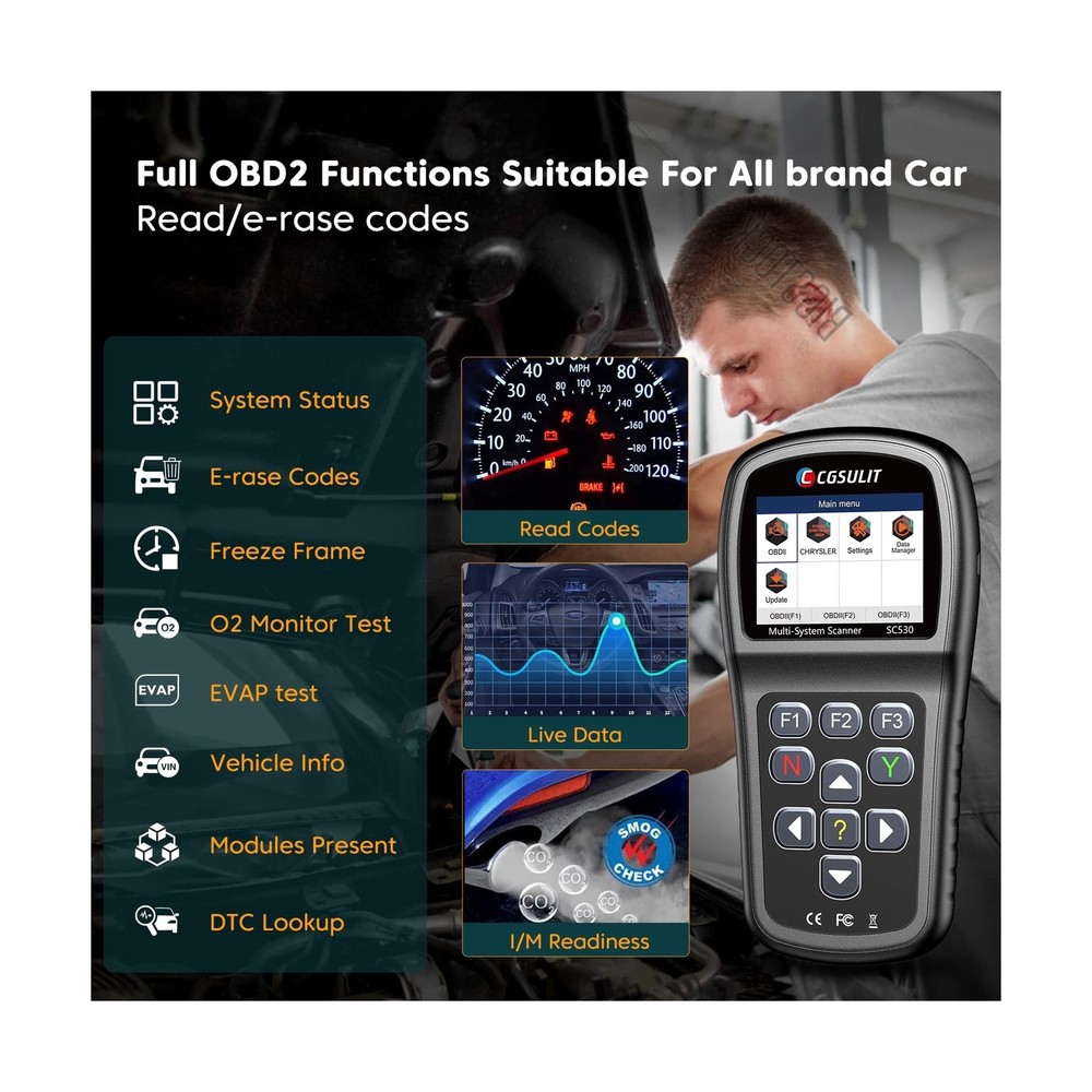 OBD2 Scanner, All System Code Reader for Dodge Chrysler Jeep Car Scanner with...