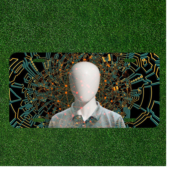 Custom Personalized License Plate Auto Tag With Faceless Man Wacky Design