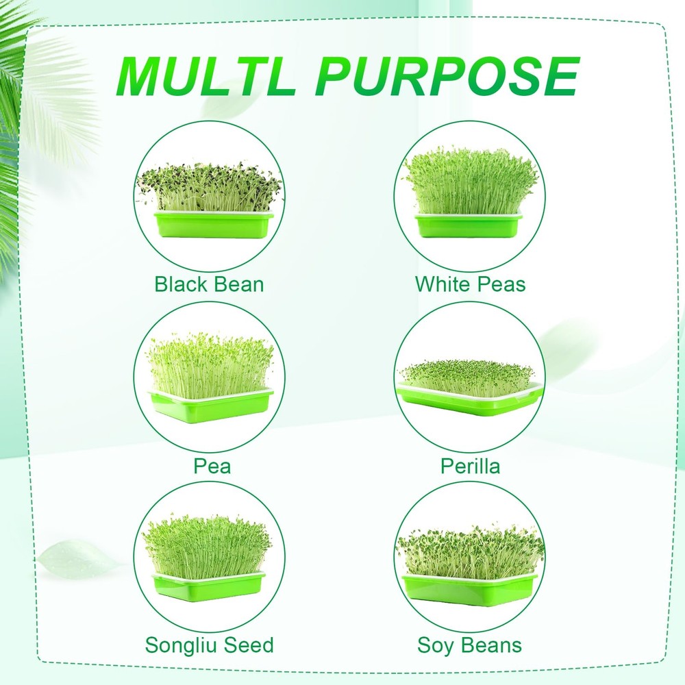 10Pack Seed Sprouter Tray Kit for Microgreens, Cat Grass & Wheatgrass