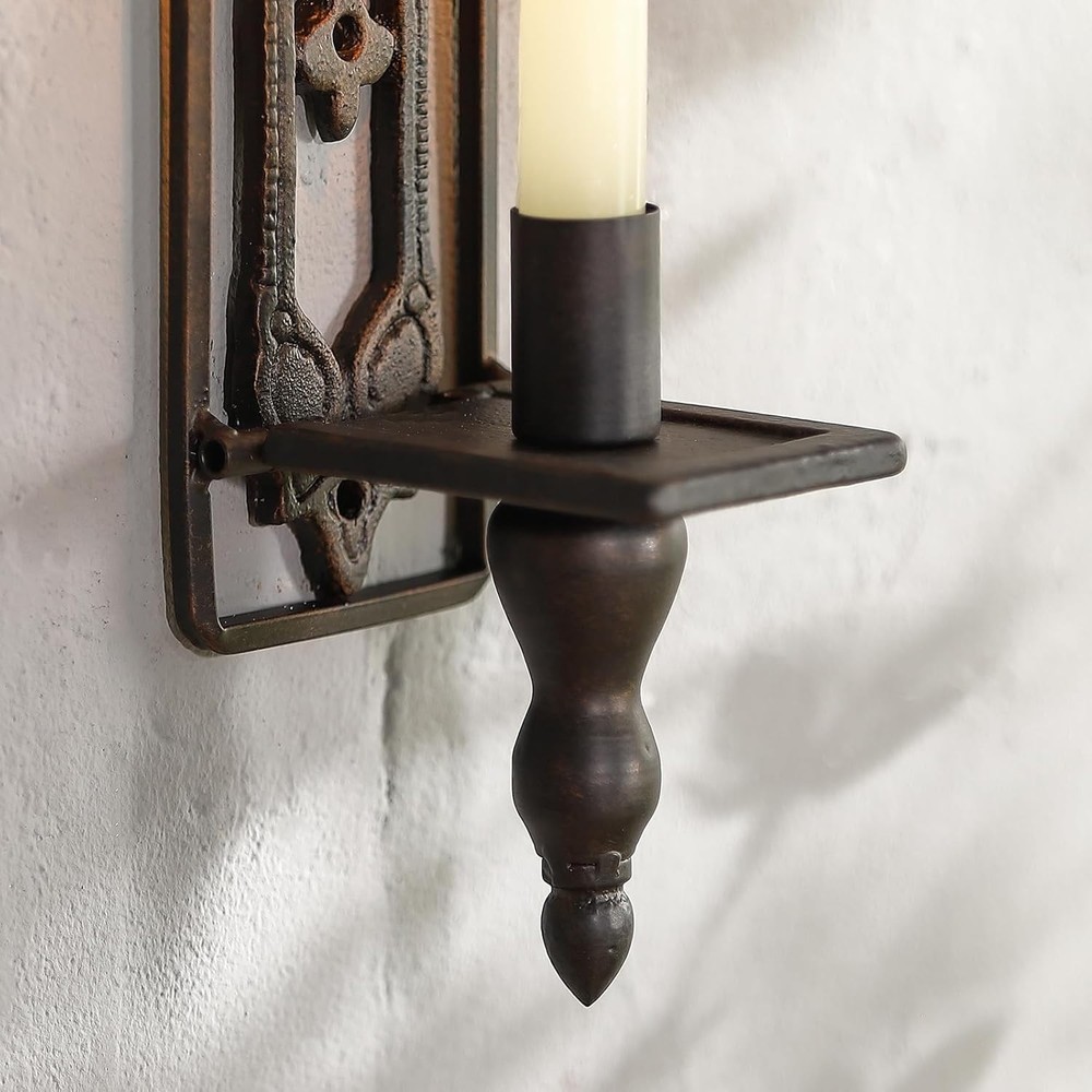 Wall Candle Sconces Set of Two, Cast Iron Wall Sconce Candle Holder, Rectangular