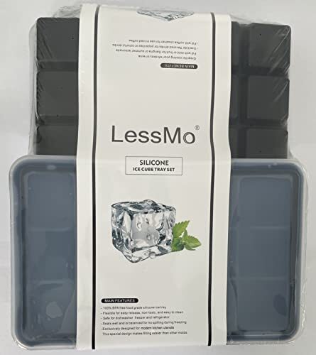 2 Pack 15-Cavity Silicone Ice Cube Trays Square Ice Cube Molds with Lids