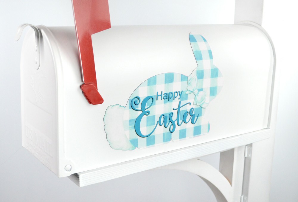 Mailbox Magnet Partial Cover Gingham Easter Bunny Happy Easter Assorted Colors