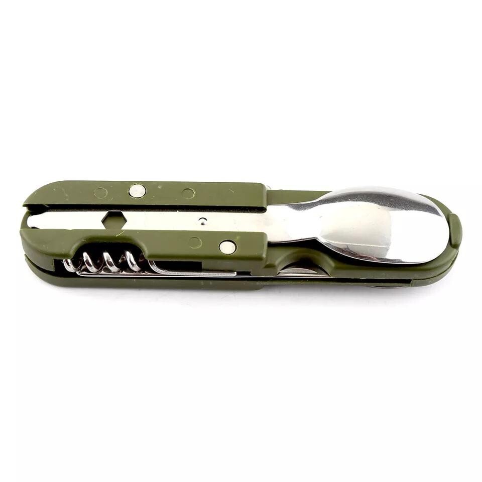 Multipurpose Outdoor Tools Spoon And Fork Set Can Opener With Bag