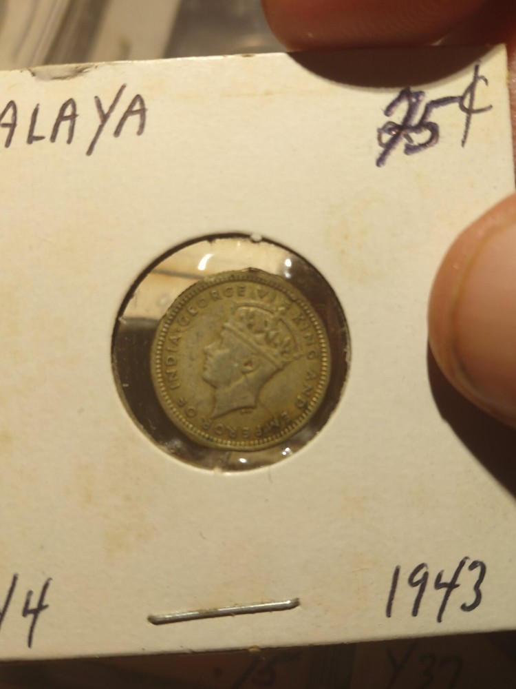 1943 Malaya MALAYSIA SILVER 5 CENTS