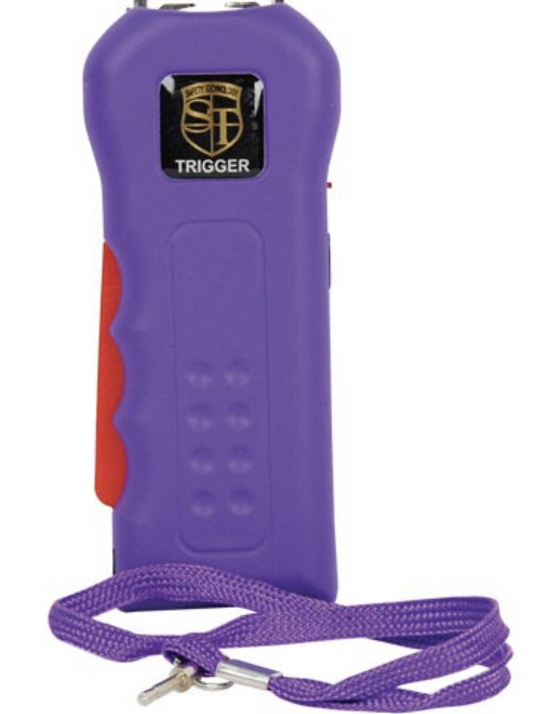 Police SQUEEZE trigger 4.8Mp STUN GUN w/LED Flashlight & Disable Pin Safety Case